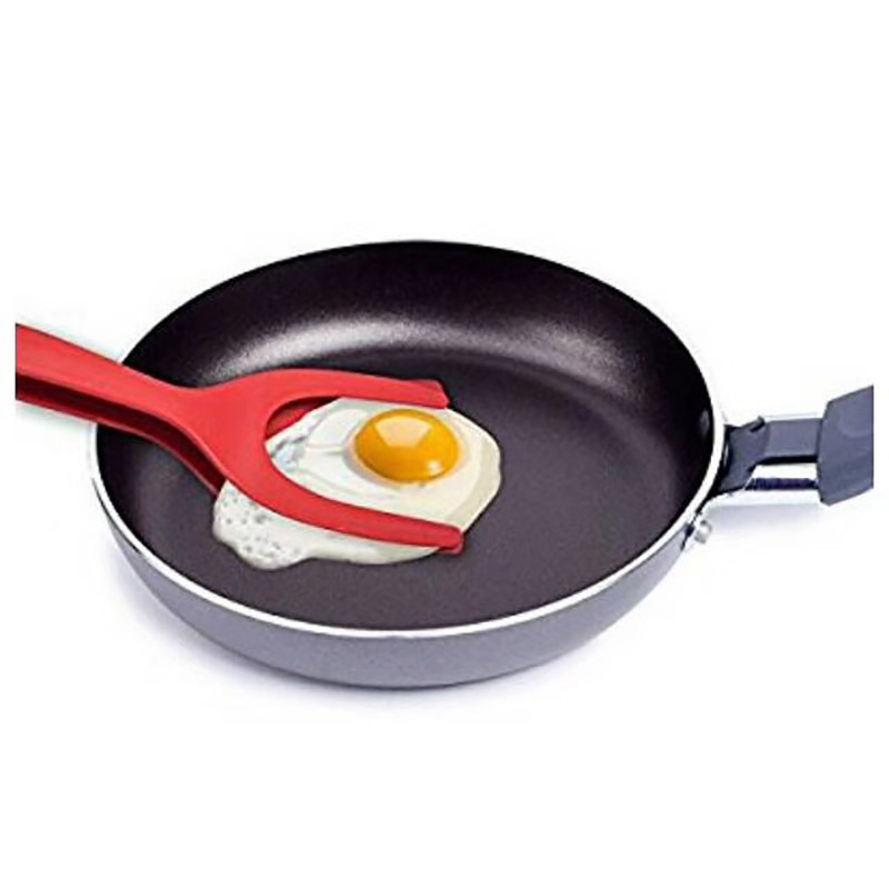 2-in-1 Grip & Flip Kitchen Tongs – Egg Spatula Clamp for Pancakes, Omelets, French Toast & Fried Eggs