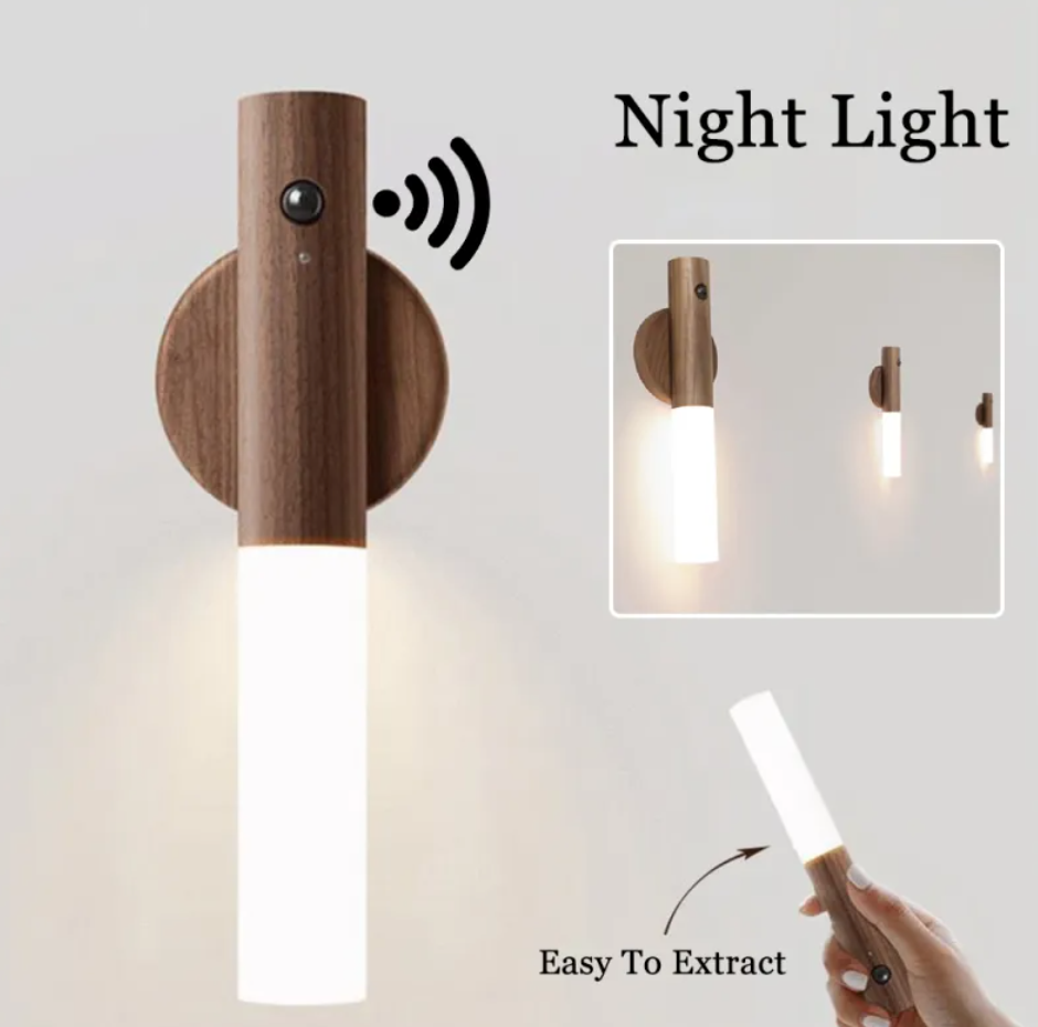 USB Rechargeable LED Motion Sensor Night Light – Magnetic Wireless Wall Lamp for Cabinets, Hallways & Bedrooms
