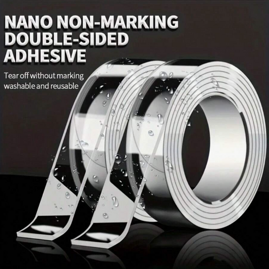 Heavy Duty Double-Sided Nano Tape – Reusable Washable Transparent Adhesive Tape for Home, Office & Car