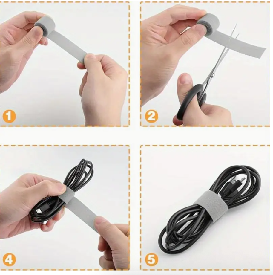 Reusable Cable Management Tape Roll – Multi-Purpose Wire Organizer & Fastening Strap for Home, Office, TV & Computer Cables