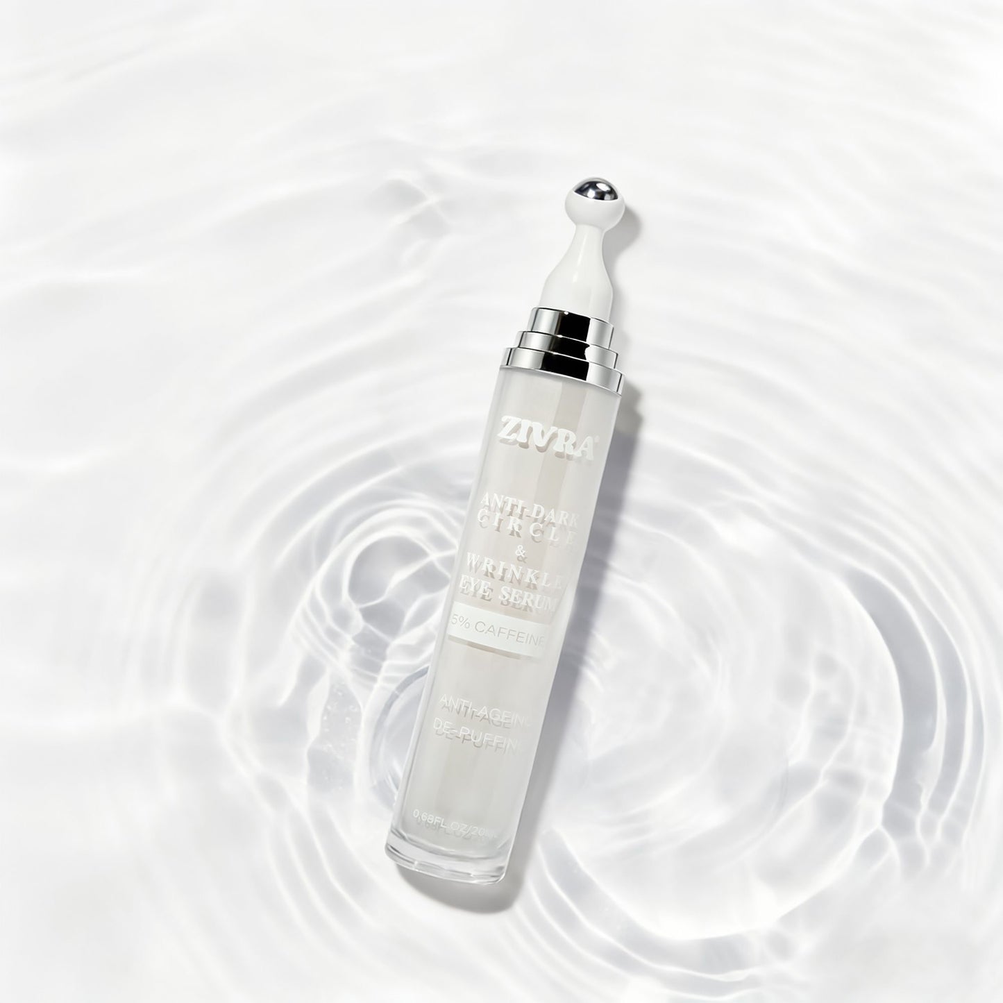 ZIVRA Anti Dark Circle Eye Serum with 5% Caffeine – De-Puffing & Anti-Ageing Under Eye Serum with 360° Roller Applicator 20ml