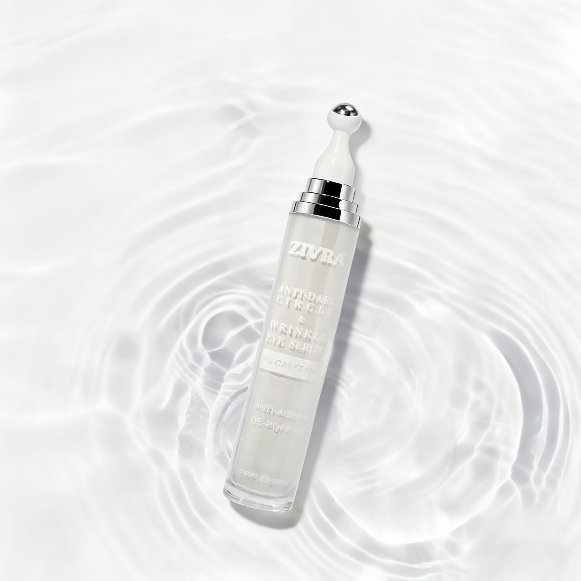ZIVRA Anti Dark Circle Eye Serum with 5% Caffeine – De-Puffing & Anti-Ageing Under Eye Serum with 360° Roller Applicator 20ml