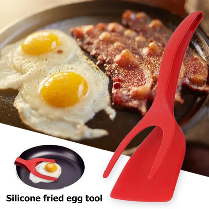 2-in-1 Grip & Flip Kitchen Tongs – Egg Spatula Clamp for Pancakes, Omelets, French Toast & Fried Eggs