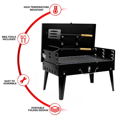 Portable Folding Charcoal BBQ Grill – Compact Barbecue for Camping, Picnics, Garden & Outdoor Cooking