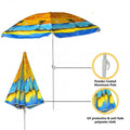 1.8m Beach Parasol – Palm Tree Print Garden Sunshade Umbrella for Outdoor, Terrace, Patio & Beach Use