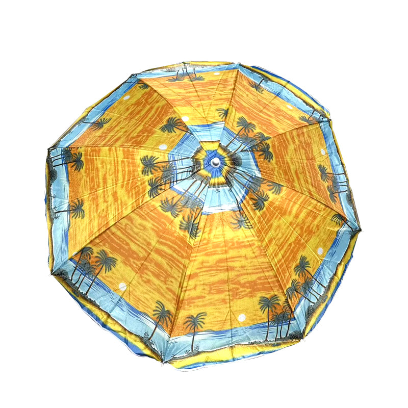 1.8m Beach Parasol – Palm Tree Print Garden Sunshade Umbrella for Outdoor, Terrace, Patio & Beach Use