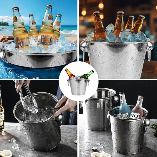 5L Stainless Steel Ice Bucket Wine Cooler with Handles – Beverage Chiller for Parties, BBQs, Bars & Events
