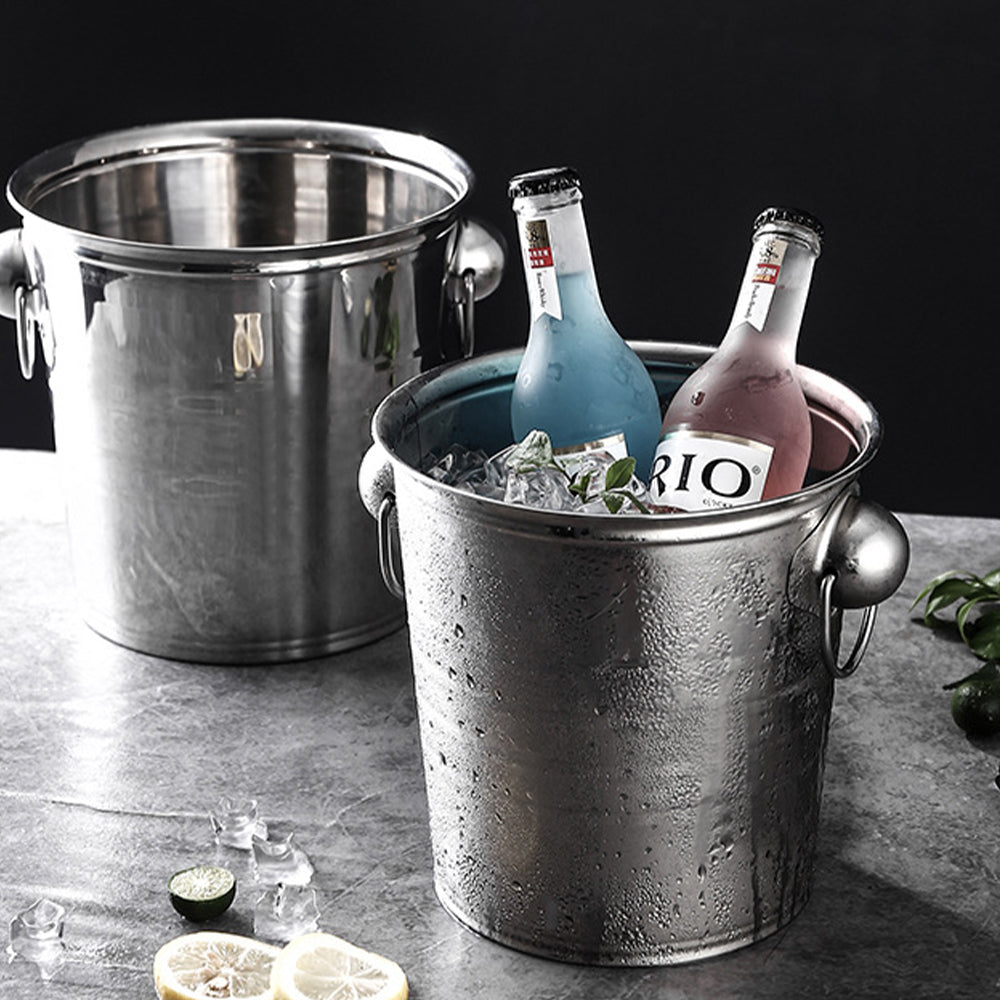 5L Stainless Steel Ice Bucket Wine Cooler with Handles – Beverage Chiller for Parties, BBQs, Bars & Events