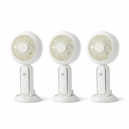 3-Pack LED Rechargeable Handheld Fans – Portable Folding Desk Fans with Base for Travel, Makeup & Summer Cooling