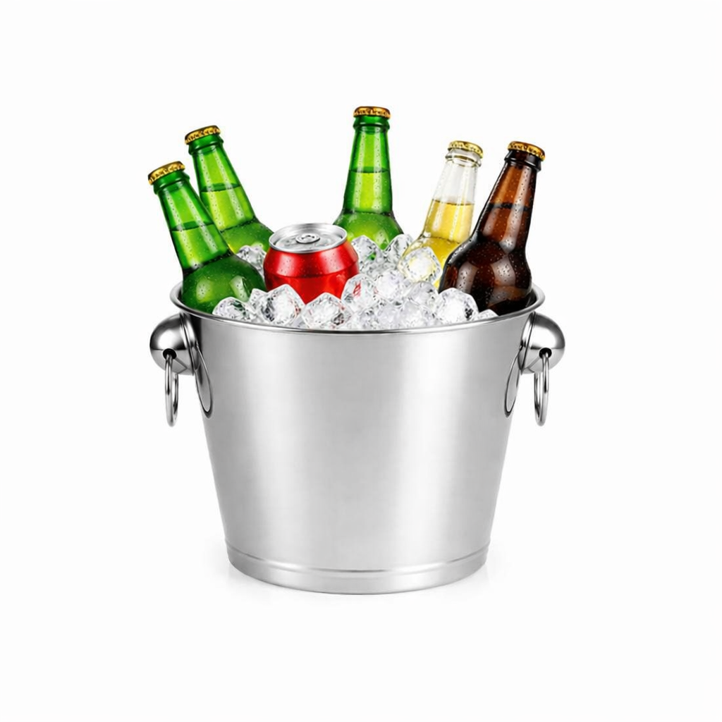 5L Stainless Steel Ice Bucket Wine Cooler with Handles – Beverage Chiller for Parties, BBQs, Bars & Events