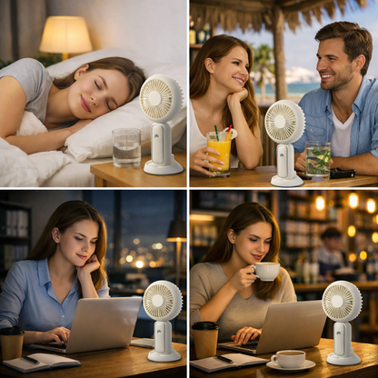 3-Pack LED Rechargeable Handheld Fans – Portable Folding Desk Fans with Base for Travel, Makeup & Summer Cooling
