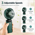 Blue Mini Handheld Fan – Portable USB Rechargeable Cooling Fan with Foldable Desk Stand for Home, Office & Travel
