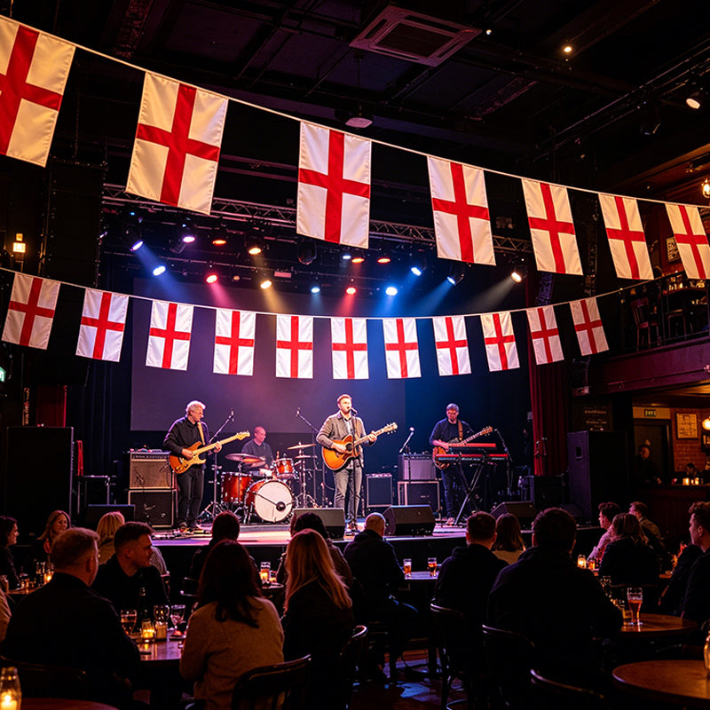 3-Pack England St George Flag Bunting – 4M Football Party Decorations with 11 Flags Each for World Cup, Euro & Sports Events