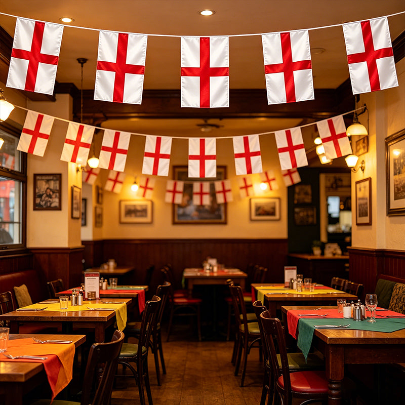 3-Pack England St George Flag Bunting – 4M Football Party Decorations with 11 Flags Each for World Cup, Euro & Sports Events