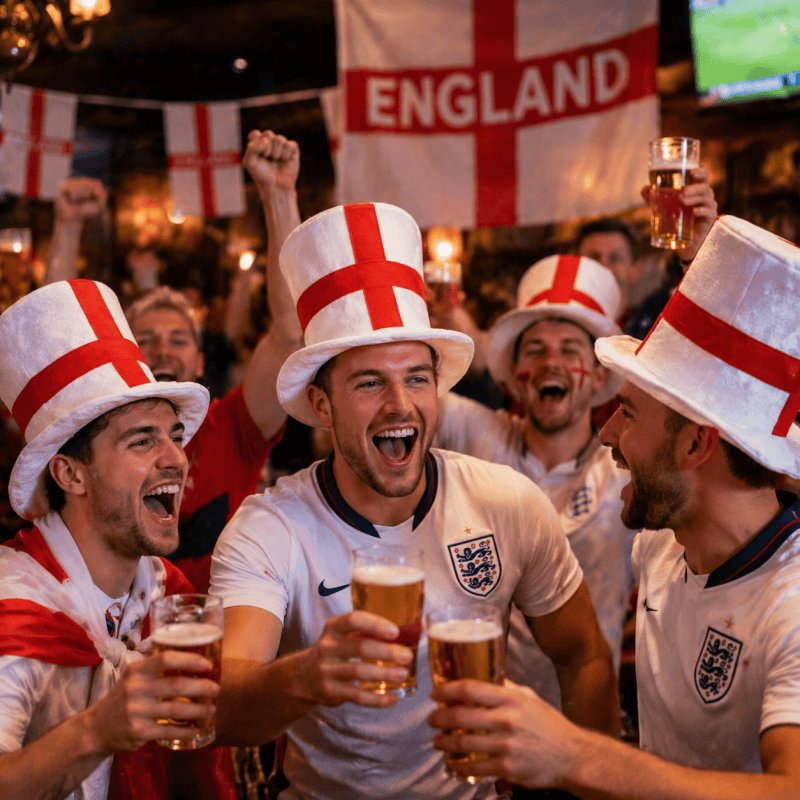 England St George Cross Top Hat – England Flag Party Hat for Football Matches, Sports Events & Fan Celebrations