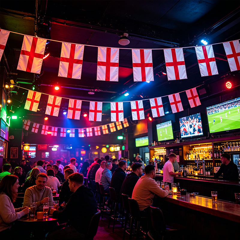 3-Pack England St George Flag Bunting – 4M Football Party Decorations with 11 Flags Each for World Cup, Euro & Sports Events