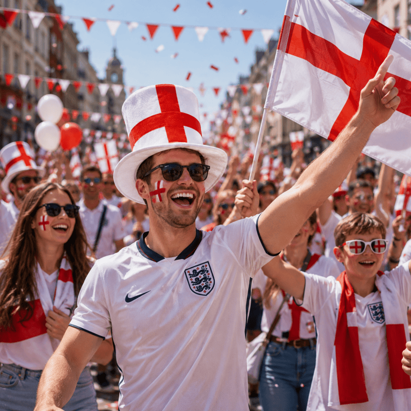England St George Cross Top Hat – England Flag Party Hat for Football Matches, Sports Events & Fan Celebrations