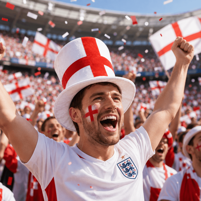 England St George Cross Top Hat – England Flag Party Hat for Football Matches, Sports Events & Fan Celebrations