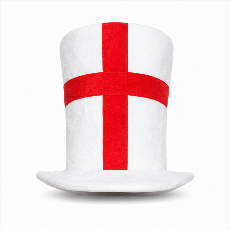 England St George Cross Top Hat – England Flag Party Hat for Football Matches, Sports Events & Fan Celebrations