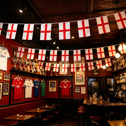 3-Pack England St George Flag Bunting – 4M Football Party Decorations with 11 Flags Each for World Cup, Euro & Sports Events