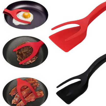 2-in-1 Grip & Flip Kitchen Tongs – Egg Spatula Clamp for Pancakes, Omelets, French Toast & Fried Eggs