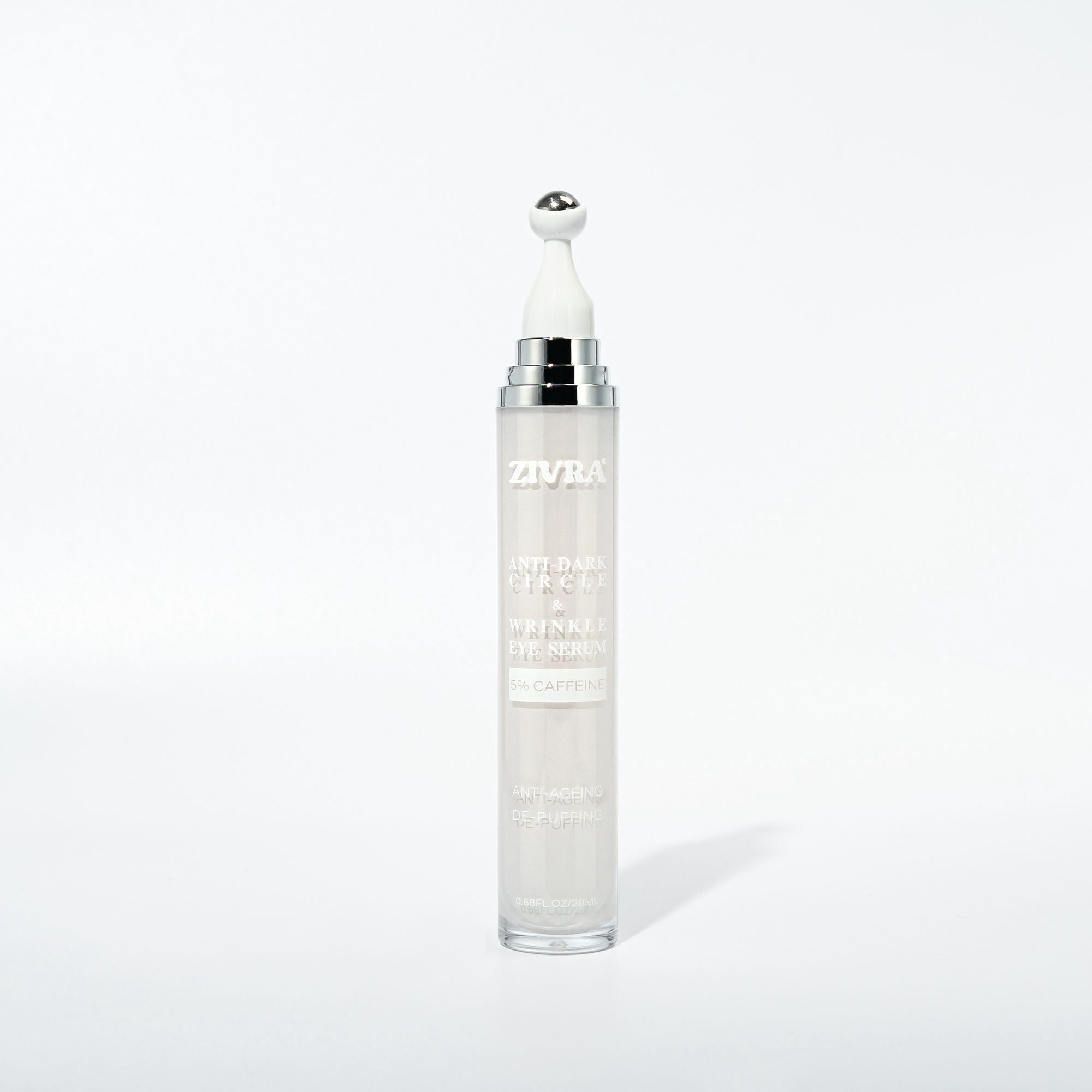 ZIVRA Anti Dark Circle Eye Serum with 5% Caffeine – De-Puffing & Anti-Ageing Under Eye Serum with 360° Roller Applicator 20ml