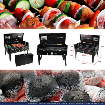 Portable Folding Charcoal BBQ Grill – Compact Barbecue for Camping, Picnics, Garden & Outdoor Cooking