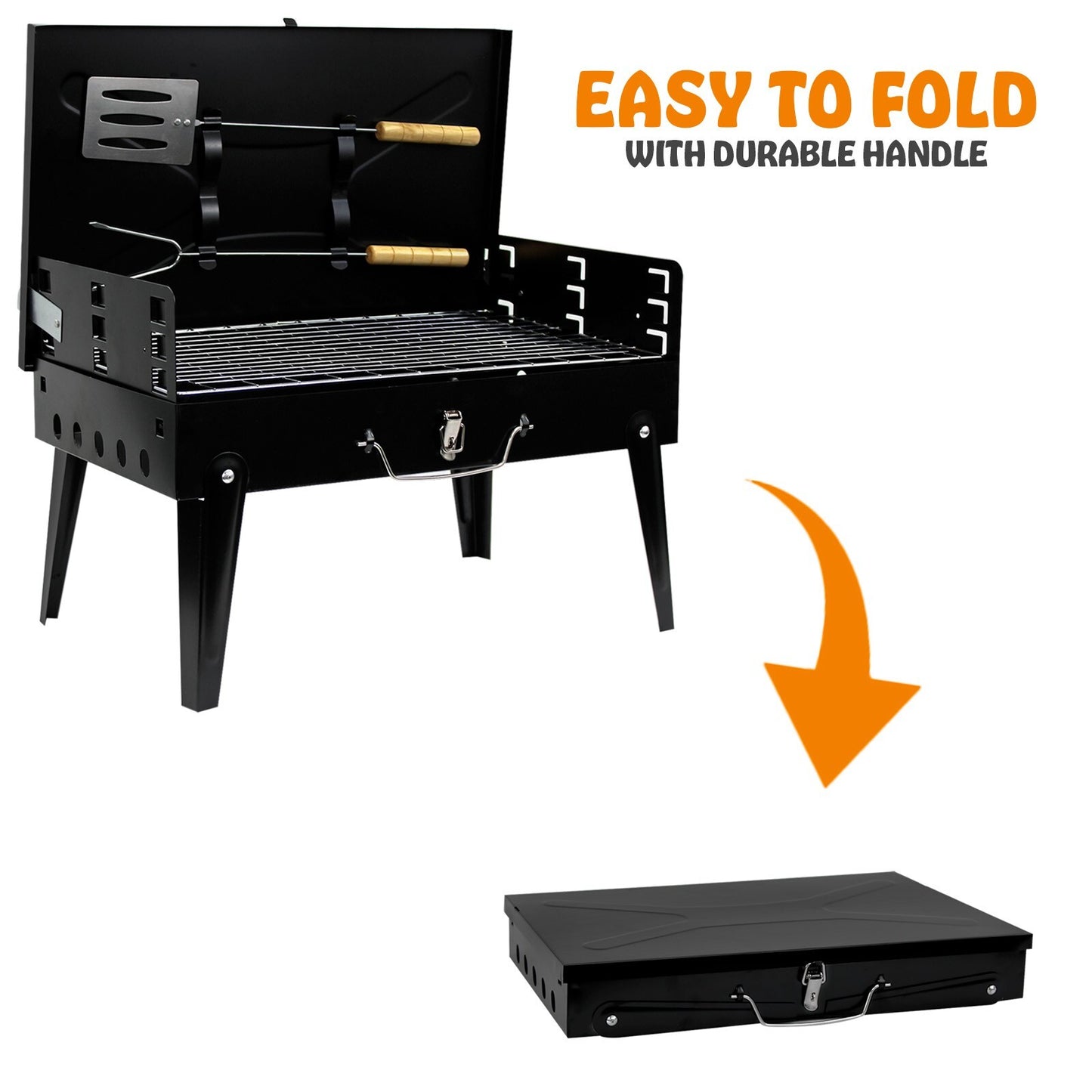 Portable Folding Charcoal BBQ Grill – Compact Barbecue for Camping, Picnics, Garden & Outdoor Cooking