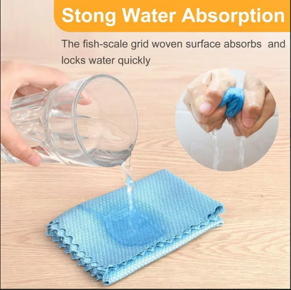 10PCS Microfiber Cleaning Cloth Set 30×40cm – Fish Scale Lint-Free Towels for Kitchen, Home, Car & Glass Cleaning