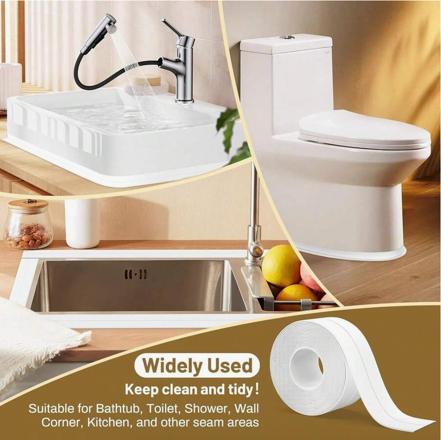 Waterproof Floor Seal Sticker Tape – Self-Adhesive PVC Caulk Strip for Bathroom, Kitchen, Sink & Bathtub Edges