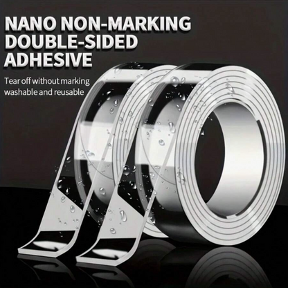 Heavy Duty Double-Sided Nano Tape – Reusable Washable Transparent Adhesive Tape for Home, Office & Car
