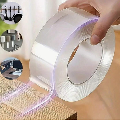 Heavy Duty Double-Sided Nano Tape – Reusable Washable Transparent Adhesive Tape for Home, Office & Car
