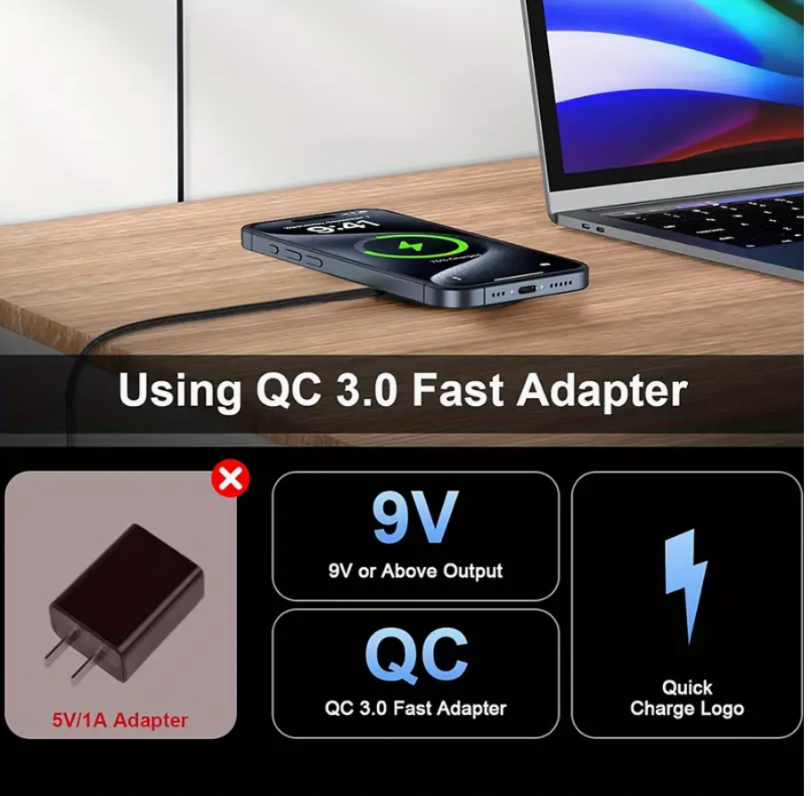 15W Magnetic Wireless Charger Pad – Fast Charging for iPhone 16/15/14/13/12/11 Series | USB-C & USB-A Dual Input, Overcharge Protection