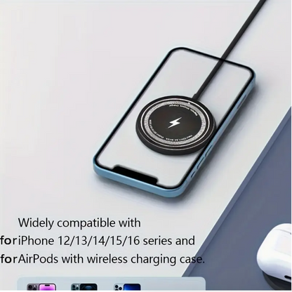 15W Magnetic Wireless Charger Pad – Fast Charging for iPhone 16/15/14/13/12/11 Series | USB-C & USB-A Dual Input, Overcharge Protection