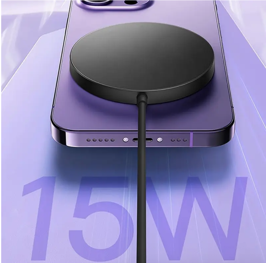 15W Magnetic Wireless Charger Pad – Fast Charging for iPhone 16/15/14/13/12/11 Series | USB-C & USB-A Dual Input, Overcharge Protection