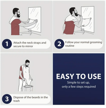 1pc Beard Bib – Non-Stick Beard Catcher Apron for Men, Easy Grooming and Trimming, Universal Fit