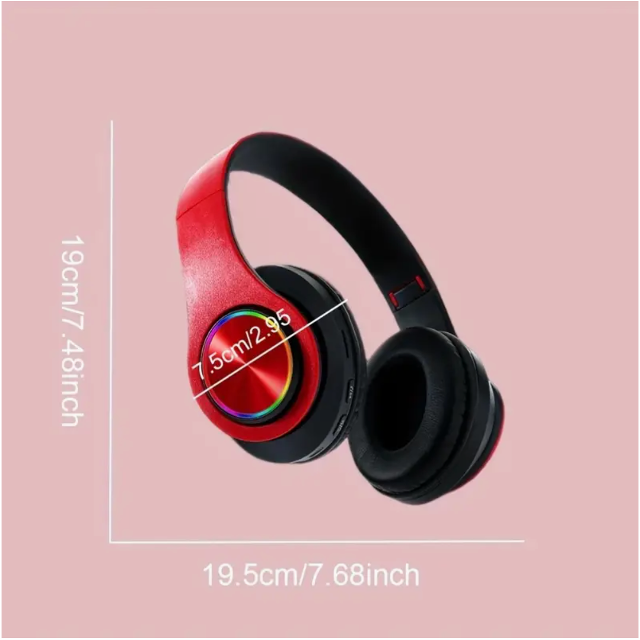 Wireless Noise-Canceling Headphones – Foldable Bluetooth Headset with USB-C Charging, Hi-Fi Sound & Gaming Mode (Black/Red)