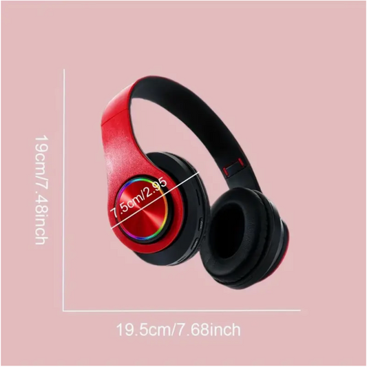 Wireless Noise-Canceling Headphones – Foldable Bluetooth Headset with USB-C Charging, Hi-Fi Sound & Gaming Mode (Black/Red)