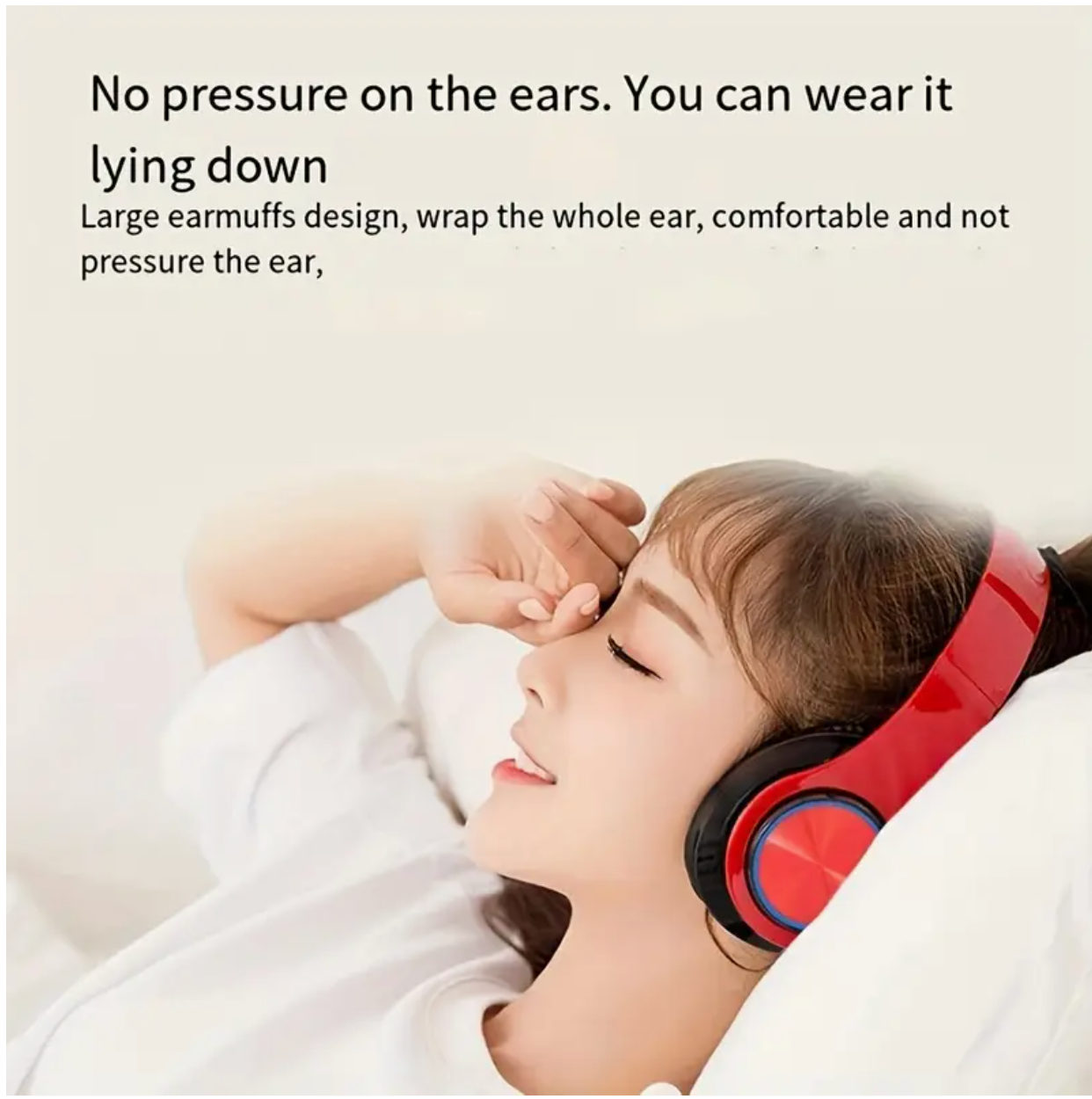 Wireless Noise-Canceling Headphones – Foldable Bluetooth Headset with USB-C Charging, Hi-Fi Sound & Gaming Mode (Black/Red)