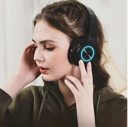 Wireless Noise-Canceling Headphones – Foldable Bluetooth Headset with USB-C Charging, Hi-Fi Sound & Gaming Mode (Black/Red)