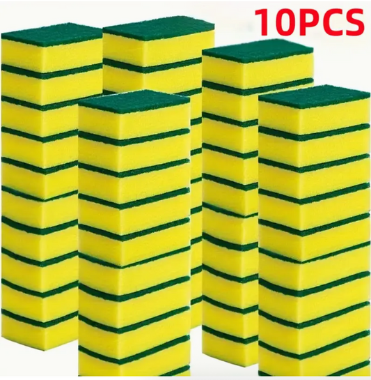 10PCS Kitchen Cleaning Sponges – Double-Sided Heavy-Duty Dishwashing & Scouring Pads for Pots, Pans & Sink Cleaning