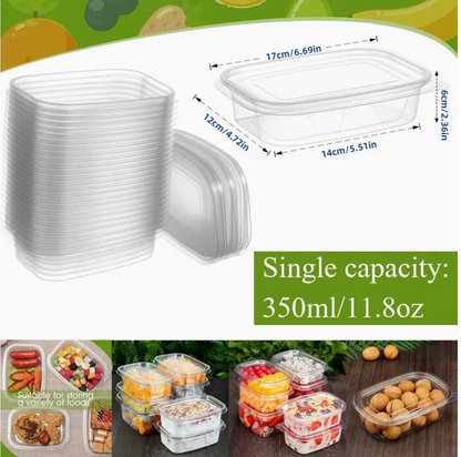 10-Pack Reusable Food Storage Containers 350ml – Leakproof Airtight Stackable Containers for Microwave, Freezer & Meal Prep
