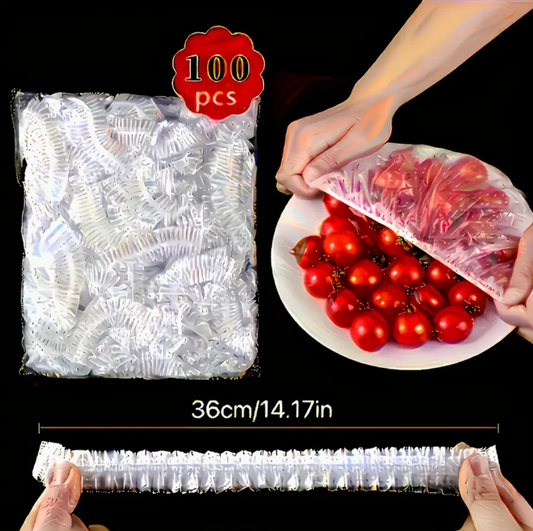 100pcs Individually Wrapped Food-Safe Cling Film Rolls – Transparent Plastic Wrap for Fridge, Freezer, Microwave & Kitchen Storage