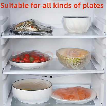 100pcs Individually Wrapped Food-Safe Cling Film Rolls – Transparent Plastic Wrap for Fridge, Freezer, Microwave & Kitchen Storage