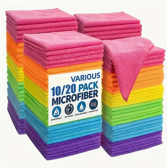 10-Piece Microfiber Cleaning Cloth Set – Quick-Dry, Reusable & Super Absorbent Cleaning Towels for Kitchen, Home & Commercial Use