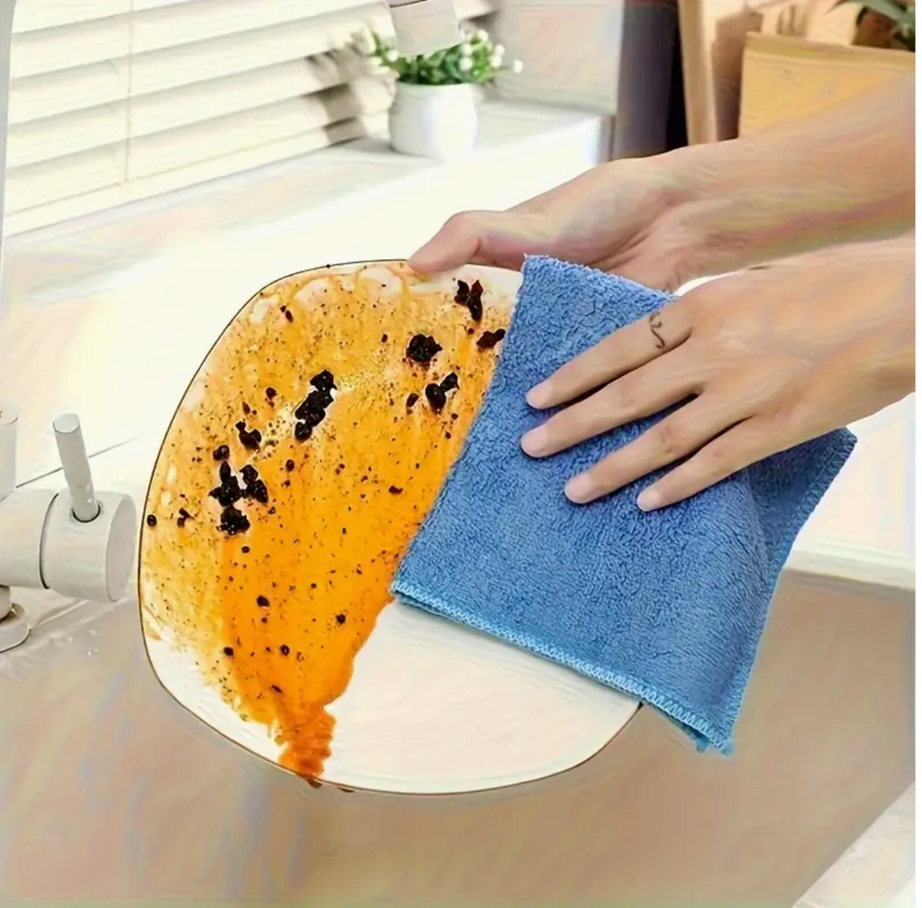 10-Piece Microfiber Cleaning Cloth Set – Quick-Dry, Reusable & Super Absorbent Cleaning Towels for Kitchen, Home & Commercial Use