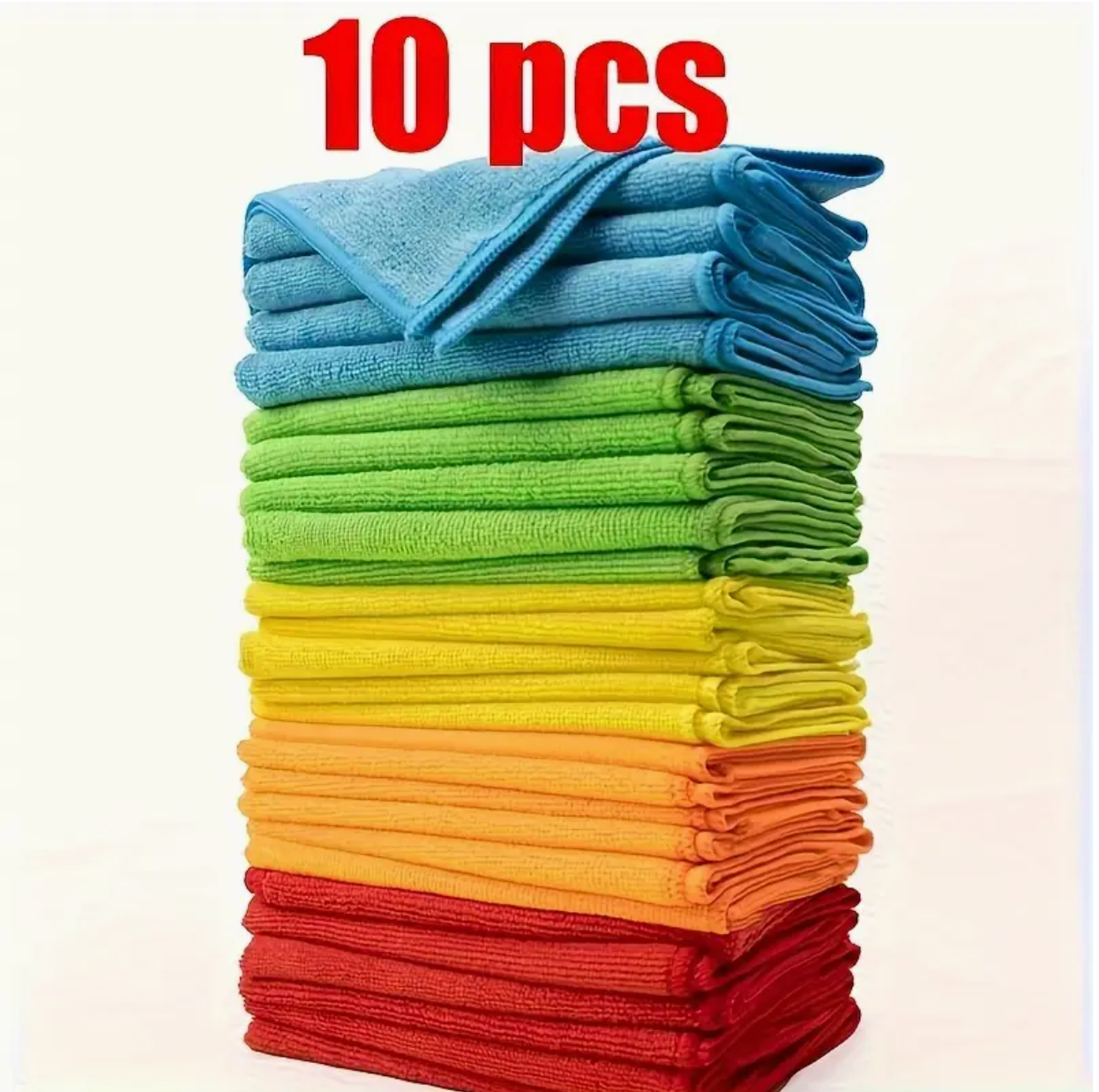 10-Piece Microfiber Cleaning Cloth Set – Quick-Dry, Reusable & Super Absorbent Cleaning Towels for Kitchen, Home & Commercial Use