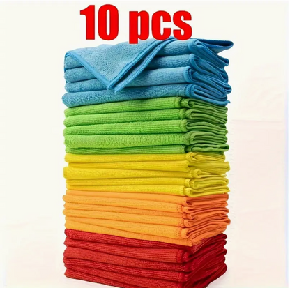 10-Piece Microfiber Cleaning Cloth Set – Quick-Dry, Reusable & Super Absorbent Cleaning Towels for Kitchen, Home & Commercial Use