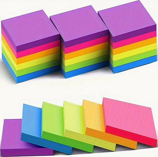 100PCS Neon Colorful Sticky Notes Set – Vibrant Self-Adhesive Memo Pads for Home, Office, School & Study Organization