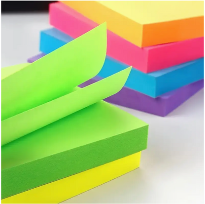 100PCS Neon Colorful Sticky Notes Set – Vibrant Self-Adhesive Memo Pads for Home, Office, School & Study Organization